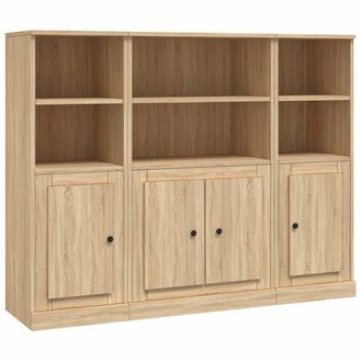 vidaXL Aparador Alto 3 Piezas Madera Contrachapada Roble Sonoma Vidaxl