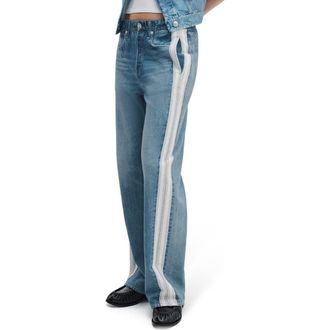 Rag & Bone rb Miramar Side Stripe Wide Leg Cotton Terry Sweatpant Jeans in Sport at Nordstrom, Size X-Large