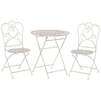 Beliani Beliani - Conjunto De Balc&oacute;n 2 Plazas De Metal Beige Claro Mesa 2 Sillas Moderno Trieste