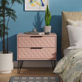 Lewis's Harlequin 2 Drawer Side Table in Kobe Pink - Ready Assembled - Lewiss Home | TJ Hughes