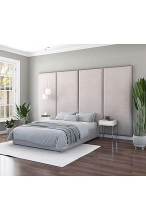 Aspire Home Accents Large Upholstered Headboard Wall Panel, UK Made in Silver