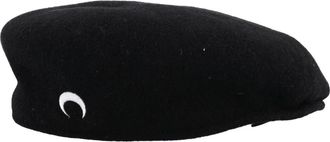 Marine Serre Hats, unisex, Black, Size: S Black Wool French Beret Hat