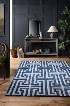 Origin Store Greek Key Navy/Grey in Navy | Size: 200 cm x 290 cm