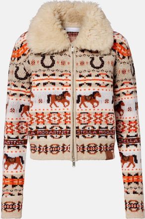 Stella McCartney Intarsia virgin wool zip-up cardigan