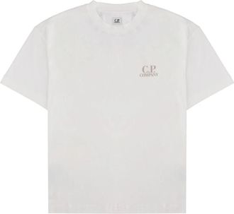 C.P. Company 30/1 Jersey T-shirt met korte mouwen en logo - Heren - T-shirts - Wit - L - Katoen - Tops