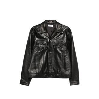 Ernest W. Baker Multiple-pockets Buttoned Leather Jacket