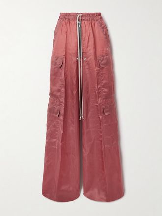 Rick Owens Pantaloni Cargo A Gamba Larga In Twill Satin - Rosa