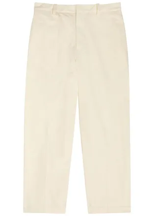 Jil Sander Checked Straight-leg Wool and Linen-blend Trousers - Off White - 50 (IT50 / L)