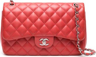 Chanel 2013-2014 Double Flap jumbo shoulder bag - women - Calf Leather - One Size - Red