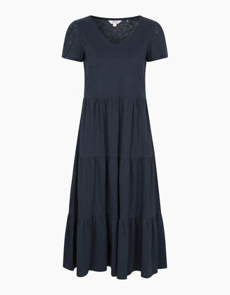 Mountain Warehouse Womens Mountain Warehouse Womens/Ladies Malaga Tiered Broderie Sleeve Dress - Navy - Size: 10