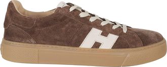 Hogan Brown Crosswind Suede Smooth Leather Rubber Sole Sneakers