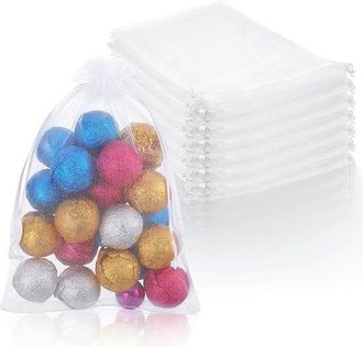 No Brand 50 Bolsas De Regalo De Organza Blanca, Bolsas De Malla Transparente Con Cord&oacute;n Para Dulces, Joyas Y Recuerdos De Bodas Y Fiestas (15 X 19 Cm)