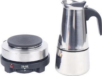 OEM Cafetera Espresso, Potente Cocina El&eacute;ctrica, Filtro Incorporado, Color Plata