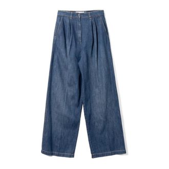 Lanvin Darted Wide-Leg Trousers - female - Lanvin - Wide Jeans - Blue - M - Jeans