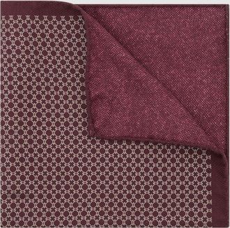 Reiss Mens Burgundy Silk Geometric Chain-print Pocket Square, One Size