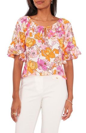 Chaus Floral Off the Shoulder Top in Pink/orange/white at Nordstrom, Size X-Large