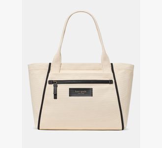 Kate Spade New York Womens Dash Large Canvas Tote Bag in Beige | Canvas