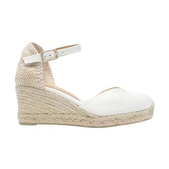 Castaner Witte Espadrille Sleehak Sandaal - Dames - Sleehakken - Wit - 40 EU - Leer - Schoenen