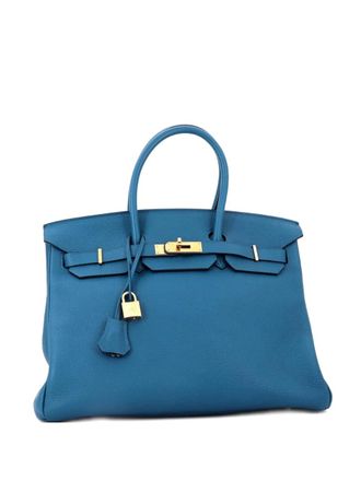 Herm&egrave;s Birkin Handbag Blue Togo with Gold Hardware 35 tote bag - women - Calf Leather - One Size