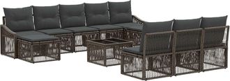 vidaXL Conjunto De Sof&aacute;s De Jard&iacute;n 11 Uds. Gris Rat&aacute;n Sint&eacute;tico Vidaxl