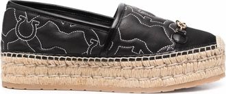 Ferragamo Womens Gancini Logo-Embroidered Espadrilles In Black