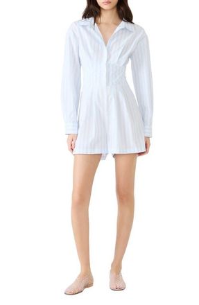 Steve Madden Aria Stripe Long Sleeve Cotton Romper in Multi Stripe at Nordstrom, Size Medium