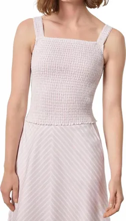 Lilla P Striped Smocked Tank In Lavender