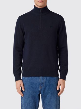 Emporio Armani Dolcevita in cotone con mezza zip e bordi a costine