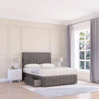 Sloomy California Divan Bed Base Slate Naples No Drawers 12 Footboard & 54 Floor Standing Headboard in Grey | Size: Super King