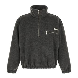 Song for the Mute Fitness, Heren, Grijs, XL, Wol, Pullover met halve rits