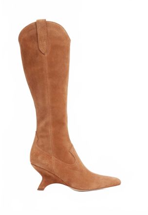 SIMKHAI Shadow Suede Western Boots In Chestnut