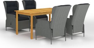 vidaXL Juego De Comedor Para Jard&iacute;n De 5 Piezas Gris Claro Vidaxl