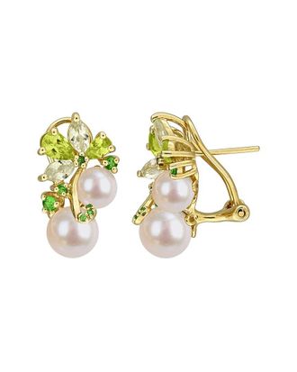 Rina Limor Gold-Plated Silver 2.55 ct. tw. Gemstone & 6-8.5mm Pearl Earrings
