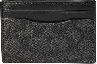 Coach Money Clip Card Case In Signature Canvas Mens Wallet Handbags Charcoal, Canvas/Leather/Polyester