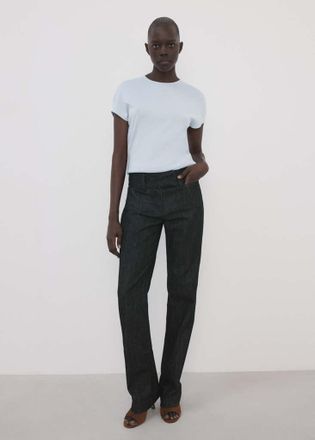 Mango T-shirt in misto cotone a maniche corte celeste - Donna - XXS - MANGO