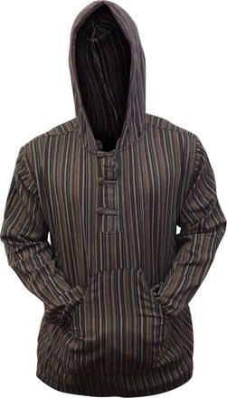 Shopoholic Fashion Multicolour Dharke Stripe Grandad Hoody Shirt,Light Weight Hippy Boho Clothes (M, Coffee Mix)