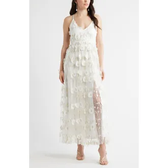 Chelsea28 3-D Metallic Floral Gown in Ivory at Nordstrom, Size Xx-Small