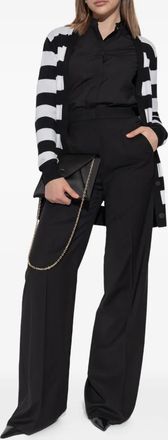 Max Mara Womens Fiemme - Long Striped Wool Cardigan - Black - Size X-Small