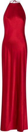 Reformation Jeany Halterneck Silk Maxi Dress - Red - L (UK14 / L)