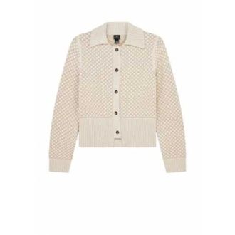 Paul Smith Truien & Vesten, Dames, Beige, M, Katoen, Textured Honeycomb Cardigan