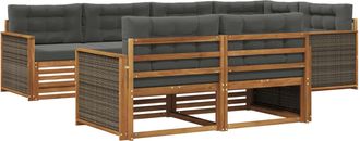 vidaXL Conjunto De Sof&aacute;s De Exterior 7 Uds. Natural Y Antracita Vidaxl