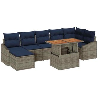 vidaXL Conjunto De Sof&aacute; De Jard&iacute;n 8 Pcs Gris Polirat&aacute;n Vidaxl