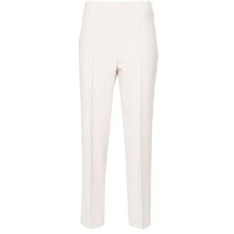 PESERICO Broeken, Dames, Beige, M, Katoen, Ivoor Slim-Fit Cropped Broek
