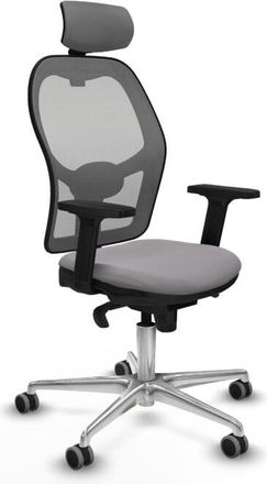 Piqueras y Crespo Piqueras Y Crespo - Jorquera sincro malla gris similpiel gris brazos 2D base aluminio cabecero 2D ruedas 65mm engomada