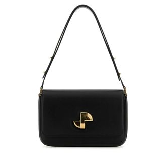 Patou Black Leather Le Classic Lock Shoulder Bag