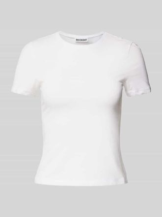 Weekday Slim Fit T-Shirt mit Rundhalsausschnitt in Weiss, Größe S