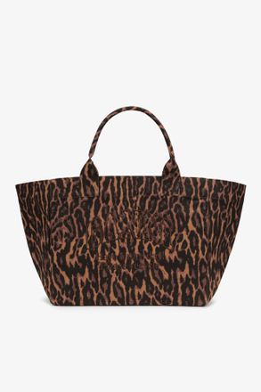 Ganni Autumn Maple Tote XXL in Gradient Red Leopard