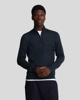 Lyle & Scott Eagle Merino Quarter Zip Sweater in Dark Navy at Nordstrom, Size Xx-Large
