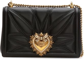 Dolce & Gabbana Large Devotion Bag - Dames - Schoudertassen - Zwart - ONE Size - Katoen - Tassen