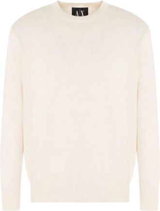 A|X Armani Exchange Rondgebreide Pullover - Heren - Ronde hals truien - Beige - XS - Katoen - Truien & Vesten